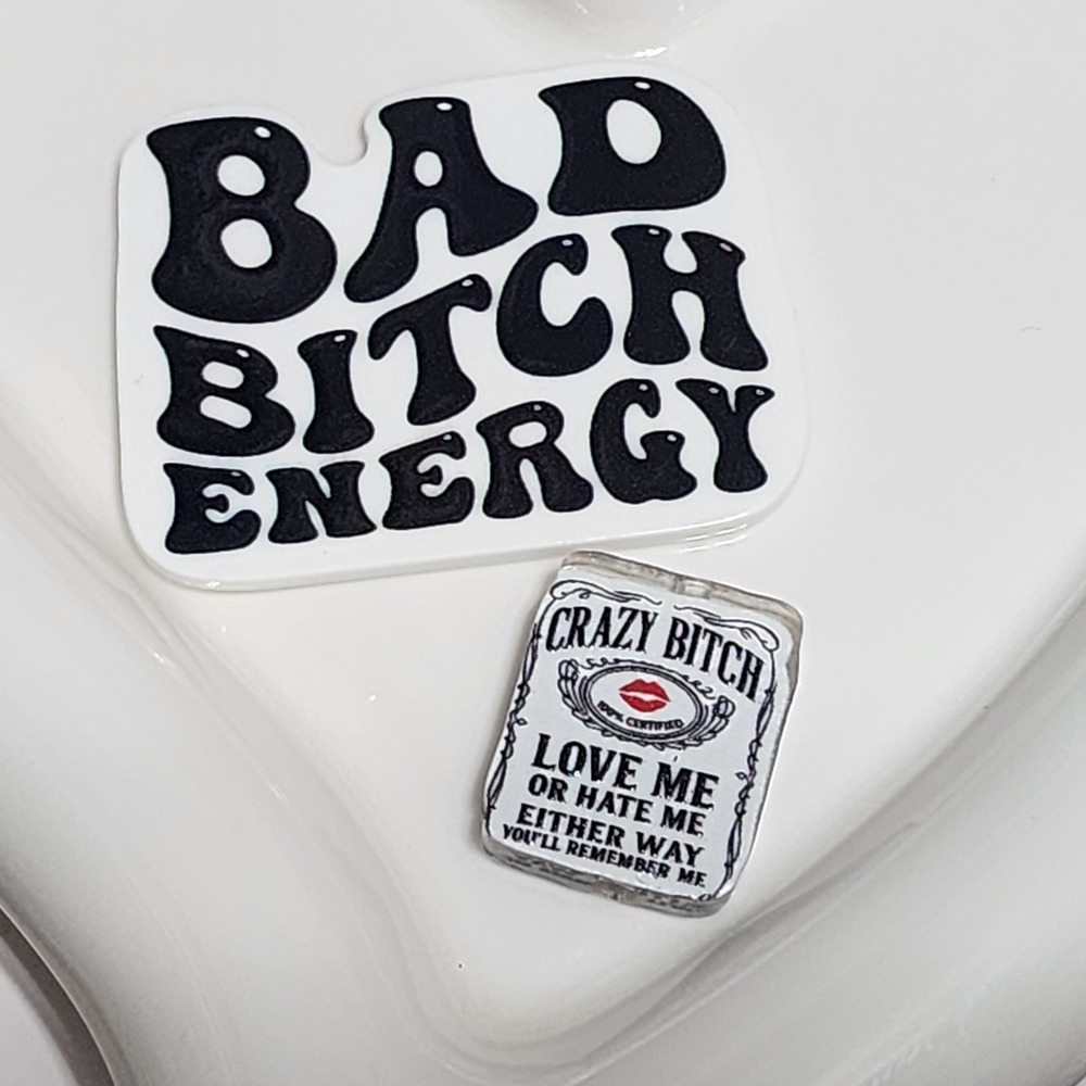 Spicy Bad B**ch Energy Flatback Focal Bead Keychain Bag Charm Crafts Beaded Pen